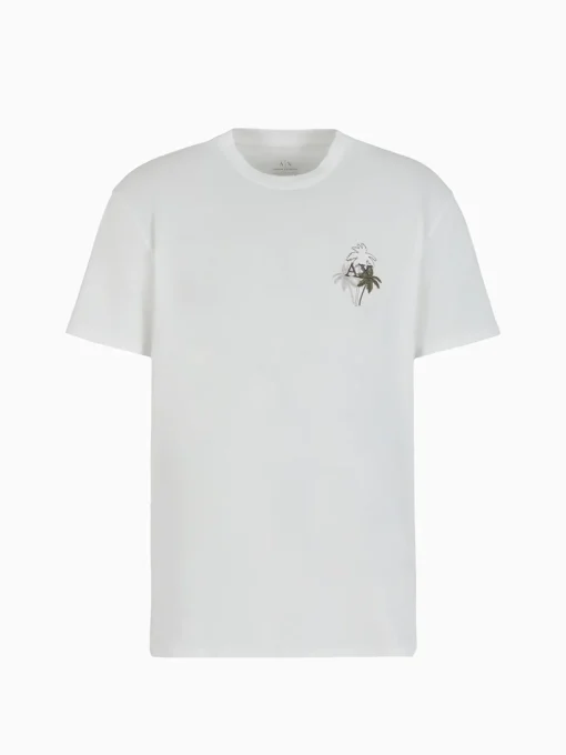 AX ARMANI All Over Logo Print T-Shirt - Stone