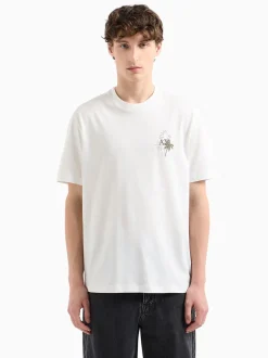 AX ARMANI All Over Logo Print T-Shirt - Stone