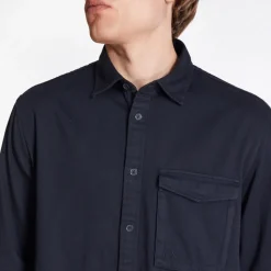 AX ARMANI Chest Pocket Stretch Overshirt - Navy