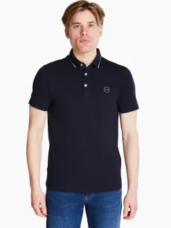 AX ARMANI Chest Round Logo Polo - Navy