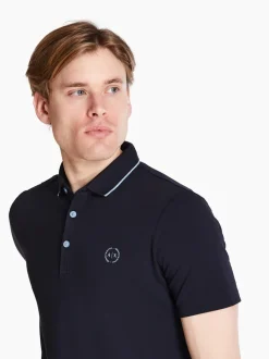 AX ARMANI Chest Round Logo Polo - Navy