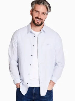 AX ARMANI Cotton Dyes Seersucker Shirt - Blue