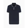 AX ARMANI Cotton Pique Zip Polo - Navy
