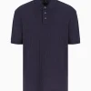 AX ARMANI Mercerized Cotton Polo - Navy