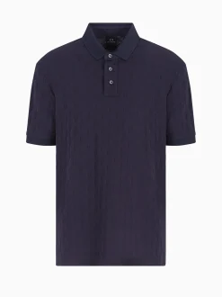 AX ARMANI Mercerized Cotton Polo - Navy
