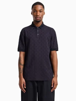 AX ARMANI Mercerized Cotton Polo - Navy