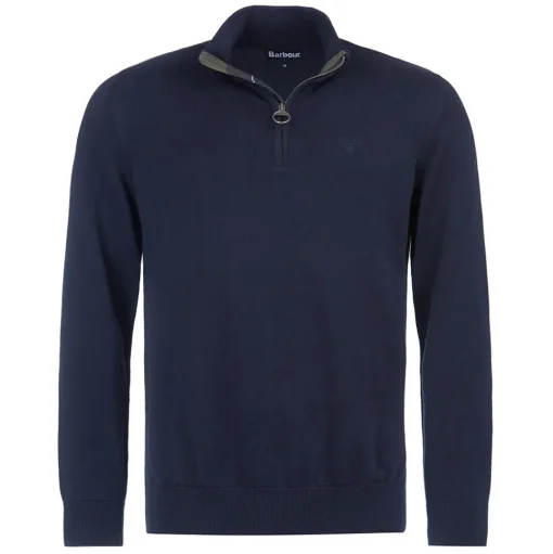 Barbour Pima Cotton Quarter Zip Knit - Navy