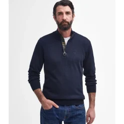 Barbour Pima Cotton Quarter Zip Knit - Navy