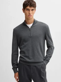 Boss Elbrando Quarter Zip - Grey