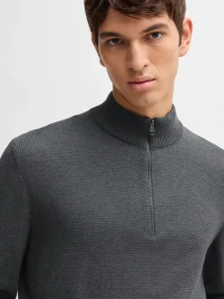 Boss Elbrando Quarter Zip - Grey