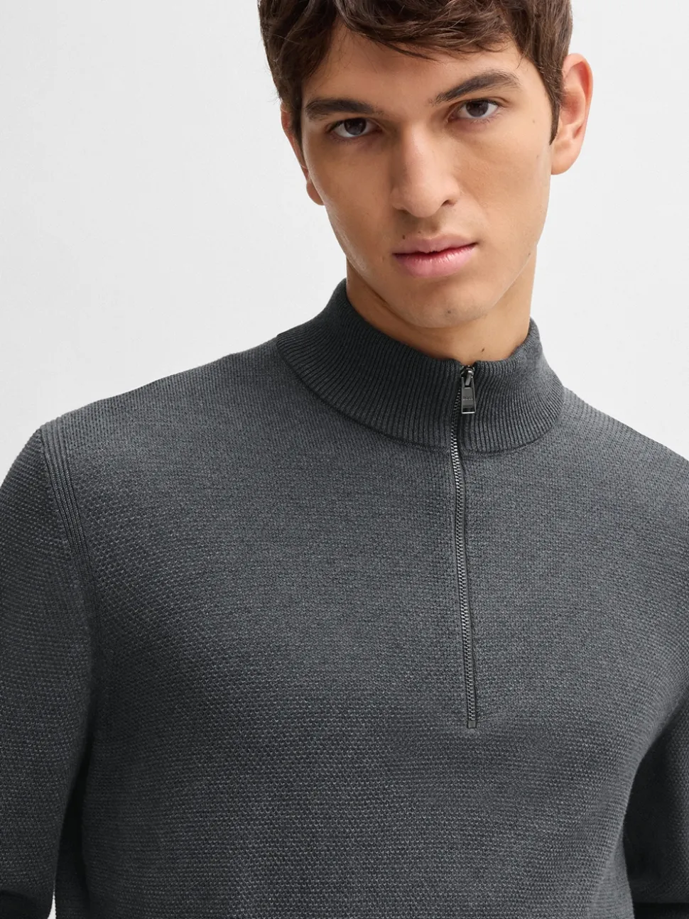 Boss Elbrando Quarter Zip - Grey