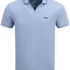Boss Palle Tape Rib Open Neck Polo - Blue
