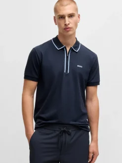 Boss Philix Tape Zip Polo - Navy