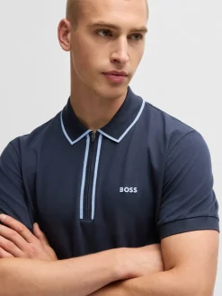 Boss Philix Tape Zip Polo - Navy