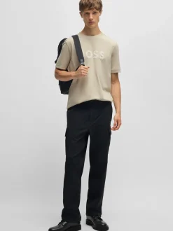 Boss Texture Logo T-Shirt - Stone