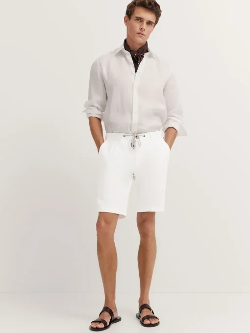 Bugatti Cool Linen Drawstring Short - White