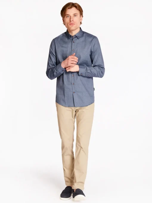 Bugatti Easy Care Geo Print Shirt - Blue