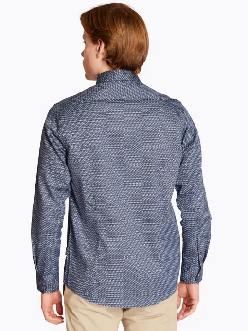 Bugatti Easy Care Geo Print Shirt - Blue