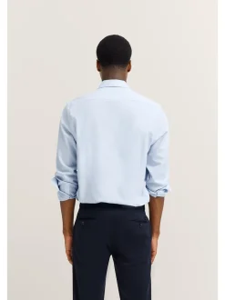 Bugatti Easy Care Micro Print Shirt - Blue