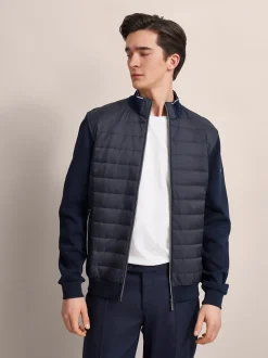 Bugatti Mix Media Quilt Sweatshirt - Navy