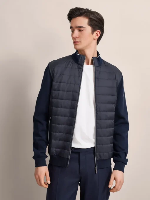 Bugatti Mix Media Quilt Sweatshirt - Navy