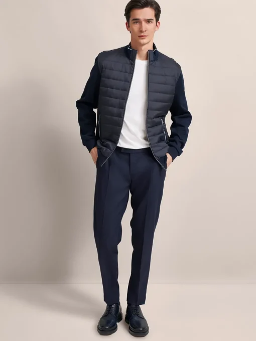 Bugatti Mix Media Quilt Sweatshirt - Navy