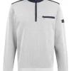Bugatti Ribbed Quarter Zip Sweat - Light Grey