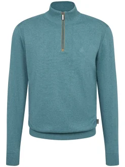 Bugatti Soft Cotton Quarter Zip Knit - Green