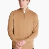 Bugatti Soft Cotton Quarter Zip Knit - Stone