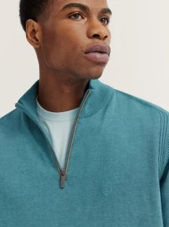 Bugatti Soft Cotton Quarter Zip Knit - Green