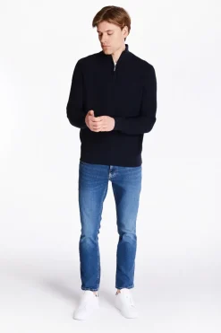 Bugatti Structured Quarter Zip Knit - Navy