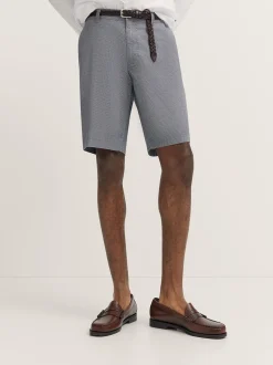 Bugatti Twill Structured Print Shorts - Navy