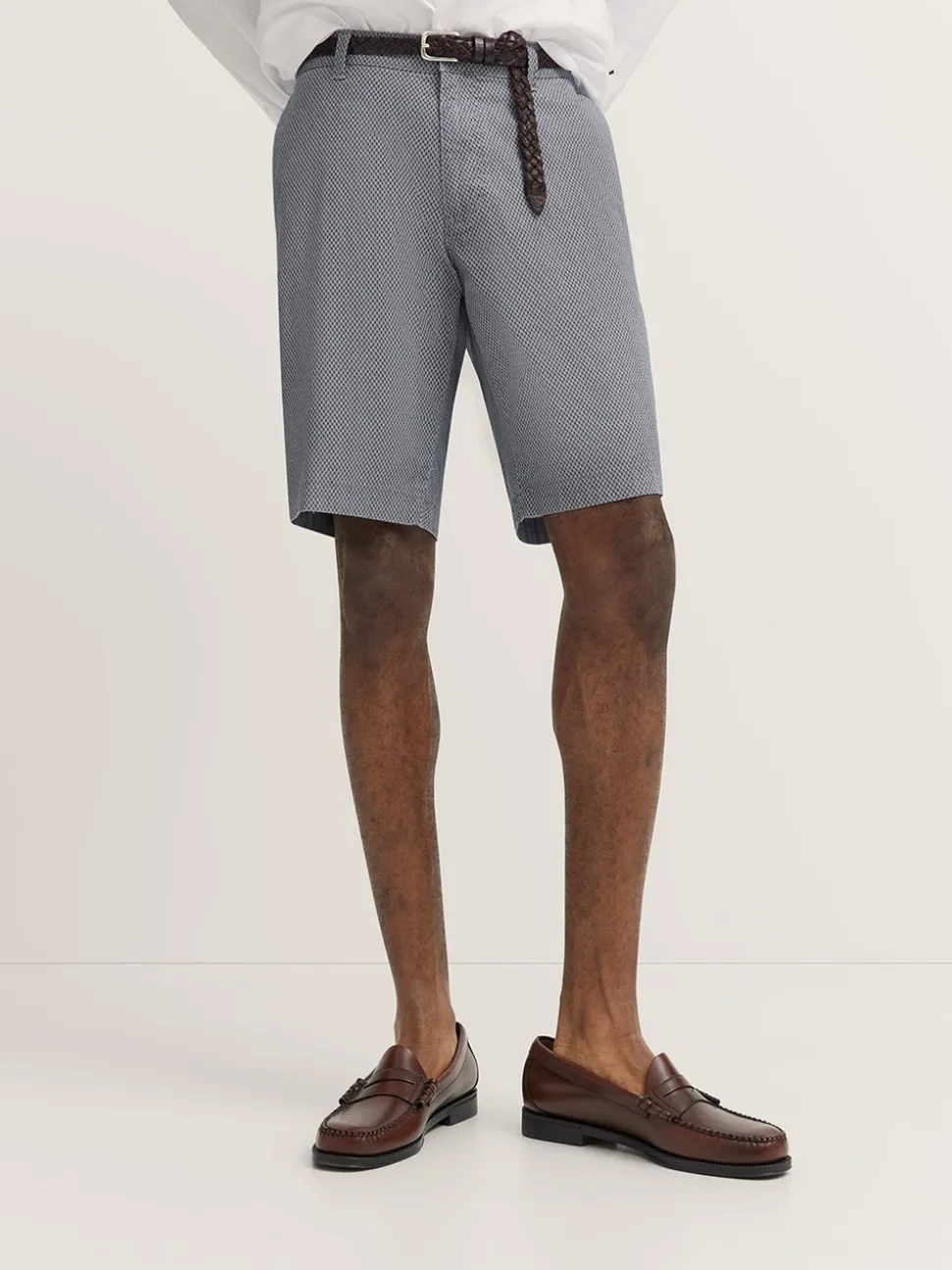 Bugatti Twill Structured Print Shorts - Navy