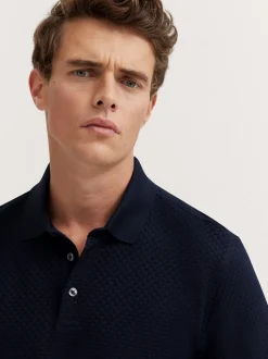 Bugatti Weave Pattern Polo - Navy