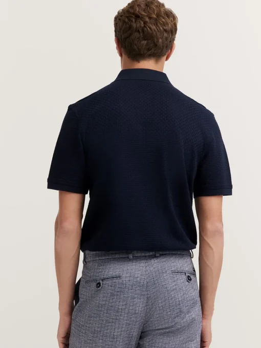 Bugatti Weave Pattern Polo - Navy