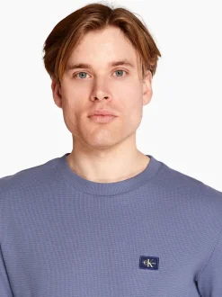 Calvin Klein Jeans Waffle Logo Long Sleeve T-Shirt - Grey