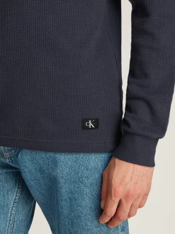 Calvin Klein Jeans Waffle Long Sleeve Badge T-Shirt -