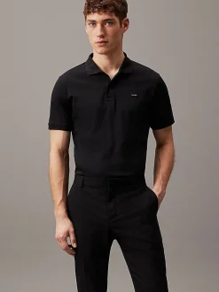 Calvin Klein Smooth Cotton Polo - Black