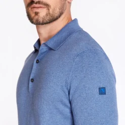 Club 1879 Leinster Cotton Cashmere Polo Knit - Blue