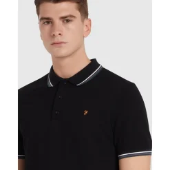 Farah Alvin Tipped Polo - Black