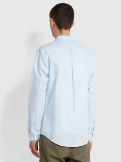 Farah Brewer Slim Fit Stripe Shirt - Blue