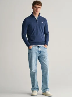 Gant Classic Cotton Quarter Zip - Blue