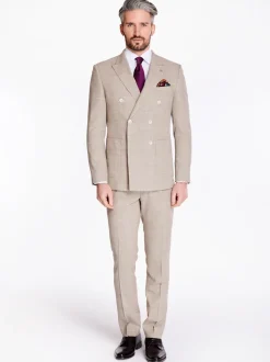 Herbie Frogg Check Double Breasted 2 Piece Suit - Stone