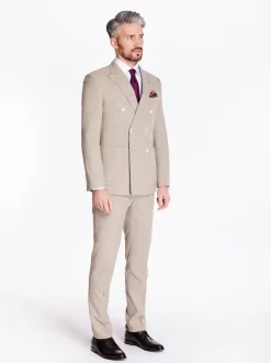 Herbie Frogg Check Double Breasted 2 Piece Suit - Stone
