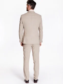Herbie Frogg Check Double Breasted 2 Piece Suit - Stone