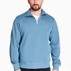 Lacoste High Neck Zipped Cotton Sweat - Blue