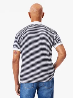 Lacoste Striped Cotton Pique Polo - Navy