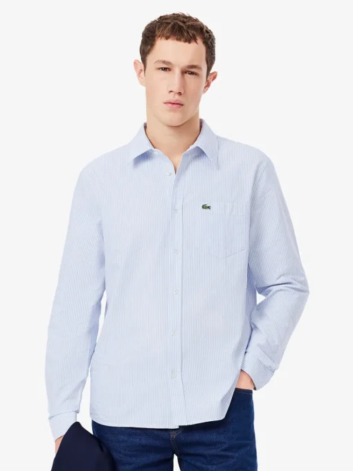 Lacoste Striped Oxford Shirt - Blue