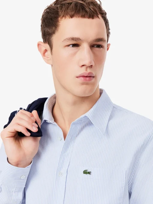 Lacoste Striped Oxford Shirt - Blue