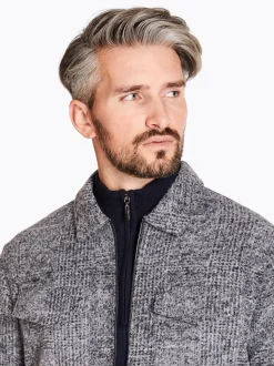 Marco Capelli Carriso Knitted Wool Check Overshirt - Navy